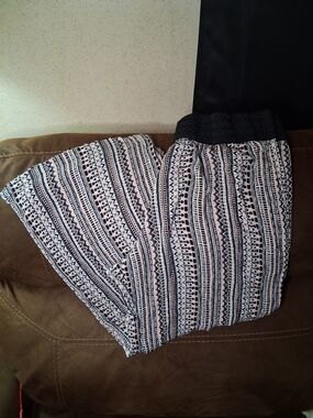 Robert Louis Black and White Striped Boho Wide-Leg Pants